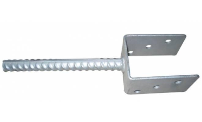 Pätka stĺpika U 101x60x100mm, tŕň Ø18x200mm, hrúbka 4mm, pozink