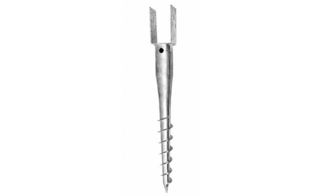 Zemný vrut "U" 90x60x100mm hr. 4mm, dĺžka skrutkovice 600mm, pozink 