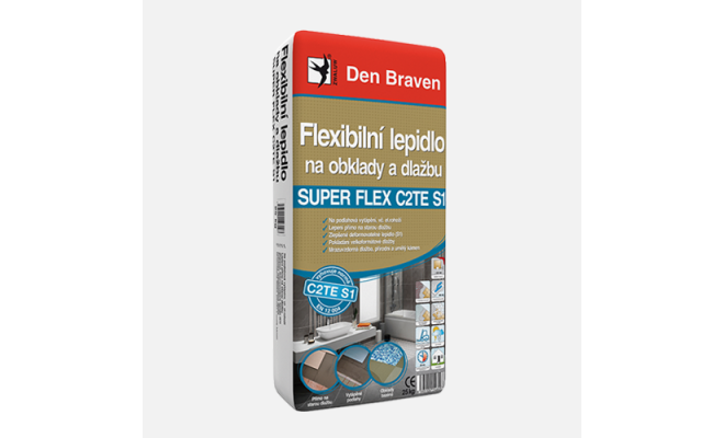 Den Braven - Flexibilné lepidlo na obklady a dlažbu SUPER FLEX C2TES1, vrece, 25 kg, šedé