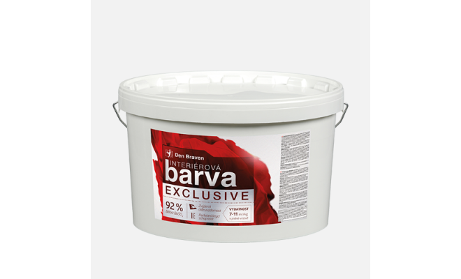 Den Braven - Interiérová farba EXCLUSIVE, vedro, 15 kg, biela – belosť  92% BaSO4