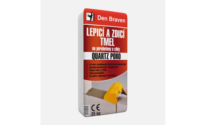 Den Braven - Lepiaci a murovací tmel na pórobetón a tehly QUARTZ PORO, vrece, 25 kg, šedá