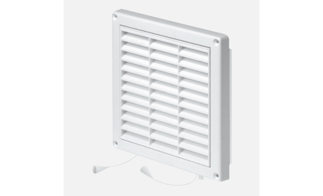 Mriežka vetracia s rámom a žalúziou 130 x 130 mm PS biela