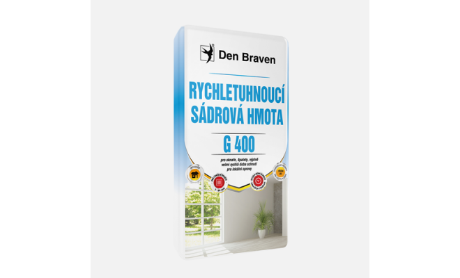 Den Braven - Rýchloschnúca sadrová hmota G400, vrece, 5 kg, biela
