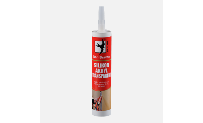 Den Braven - Silikón akrylový tmel, kartuša, 310 ml, transparentná, pred vytvrdnutím biela