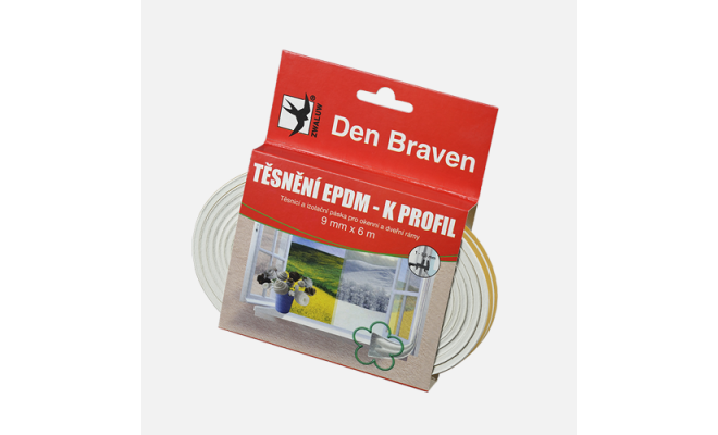 Tesniace profily z EPDM gumy K-profil 9 x 4 mm - 6 m biela 