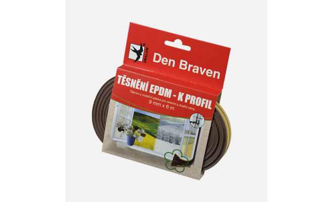 Tesniace profily z EPDM gumy K-profil 9 x 4 mm - 6 m hnedá 