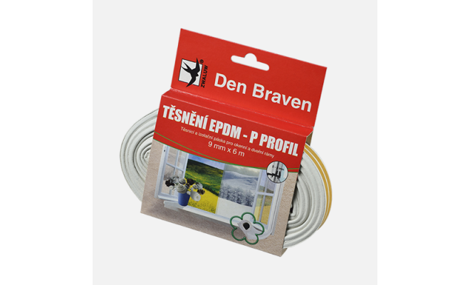 Tesniace profily z EPDM gumy P-profil 9 x 5,5 mm - 100 m biela 