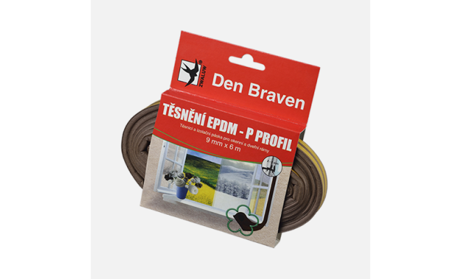 Tesniace profily z EPDM gumy P-profil 9 x 5,5 mm - 100 m hnedá 