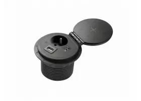 Nábytková zásuvka s vymeniteľným modulom 1x230V + 1xmodul (USB/HDMI/RJ45) čierna (GTV)