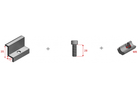 SET - Príchytka FV panelov krajná 35mm, 3-kusový set pre montáž na H-profil