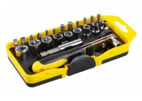 Sada obojstranná račňa s bitmi a adaptermi 1/4" 23 ks