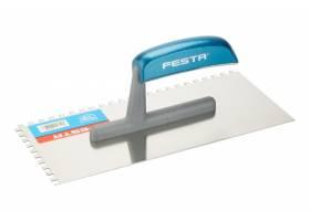 Hladítko nerezové zubové 6x6mm, 280x130mm drevená rúčka FESTA 
