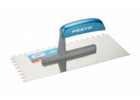 Hladítko nerezové zubové 8x8mm, 280x130mm drevená rúčka FESTA 